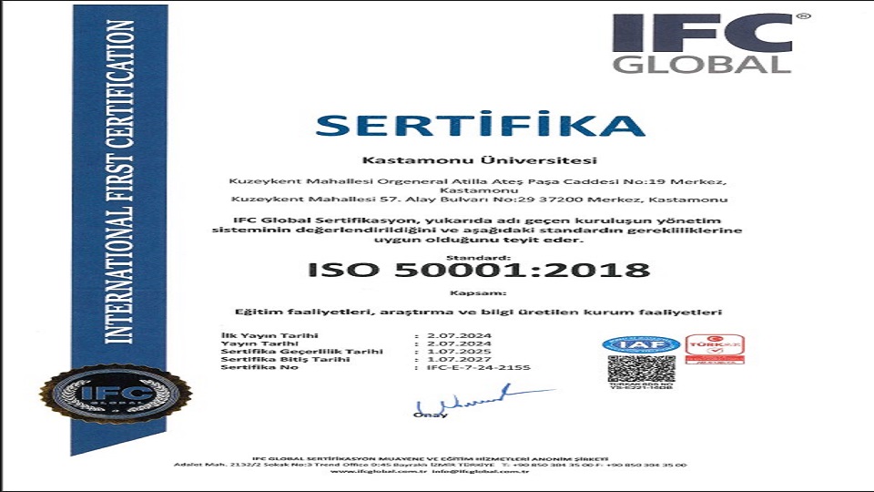 ISO 50001:2018 Enerji Yönetim Sistemi Belgelendirme sürecini başarı ile tamamladık